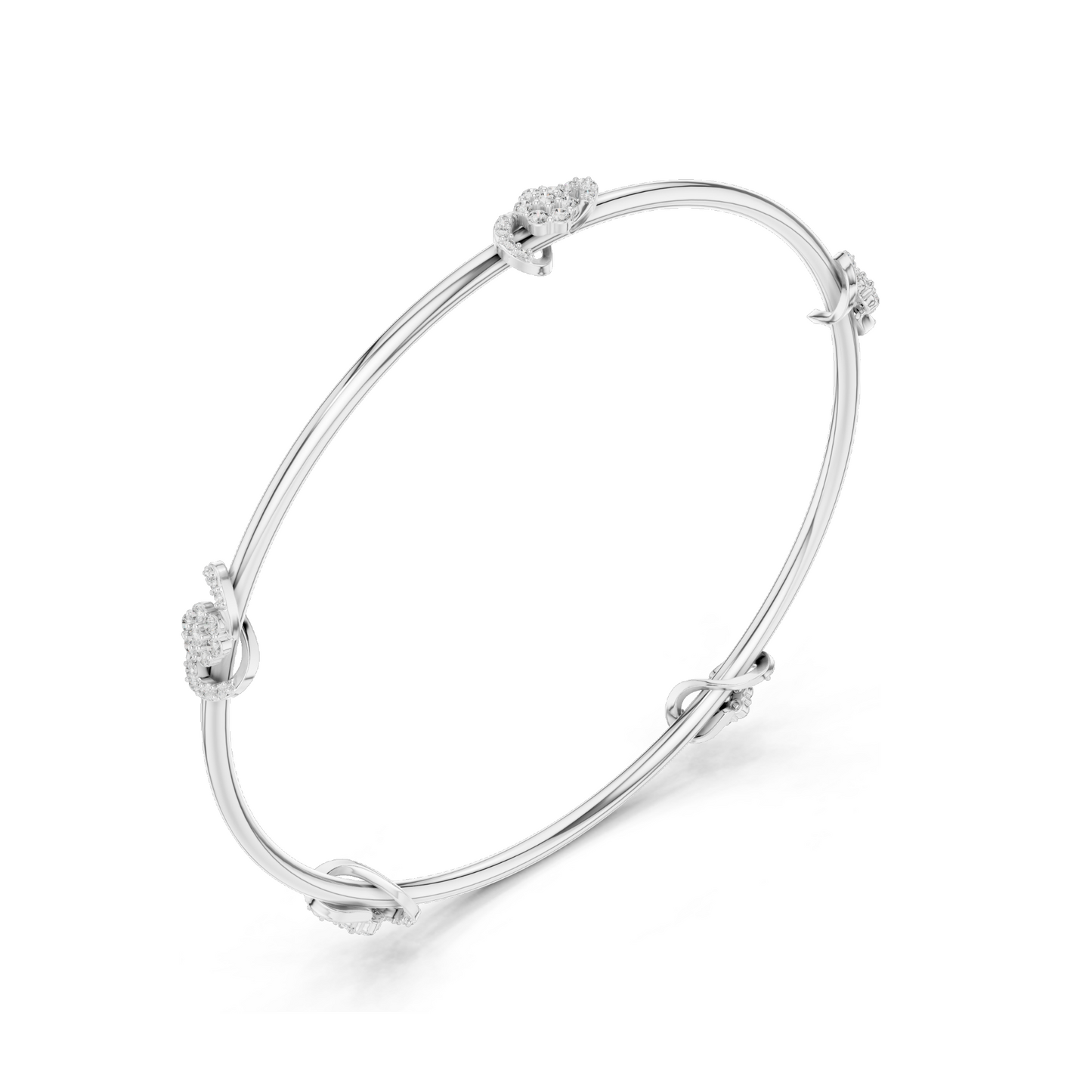 Knot Bangle Bracelet with 0.51 CT Lab-Grown Diamonds | Round Brilliant Cut | 18KT, 14KT, 10KT Gold & 925 Silver | Rose, Yellow, White Gold Options | Luxury Fine Jewelry