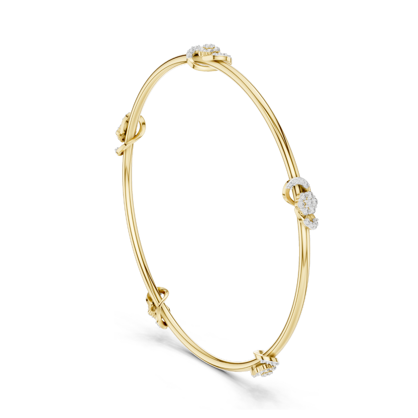 Knot Bangle Bracelet with 0.51 CT Lab-Grown Diamonds | Round Brilliant Cut | 18KT, 14KT, 10KT Gold & 925 Silver | Rose, Yellow, White Gold Options | Luxury Fine Jewelry