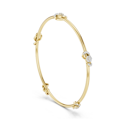 Knot Bangle Bracelet with 0.51 CT Lab-Grown Diamonds | Round Brilliant Cut | 18KT, 14KT, 10KT Gold & 925 Silver | Rose, Yellow, White Gold Options | Luxury Fine Jewelry