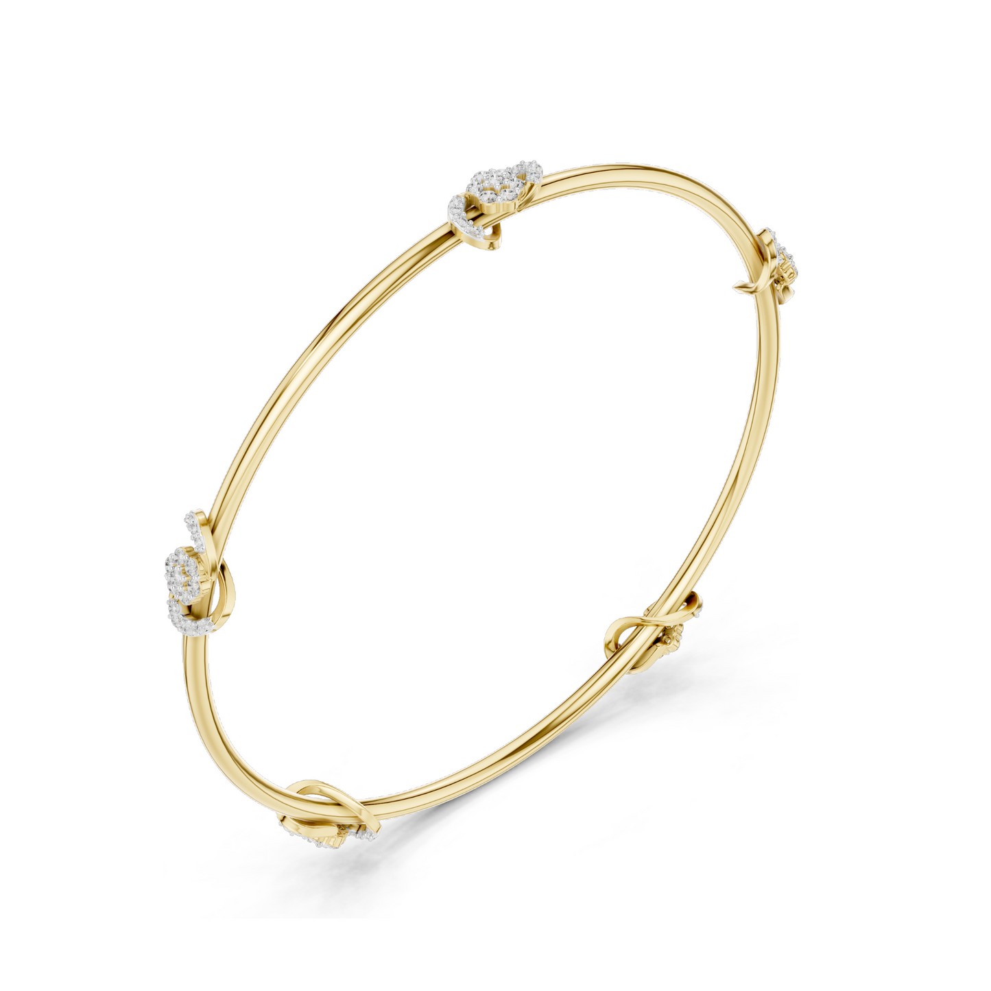 Knot Bangle Bracelet with 0.51 CT Lab-Grown Diamonds | Round Brilliant Cut | 18KT, 14KT, 10KT Gold & 925 Silver | Rose, Yellow, White Gold Options | Luxury Fine Jewelry