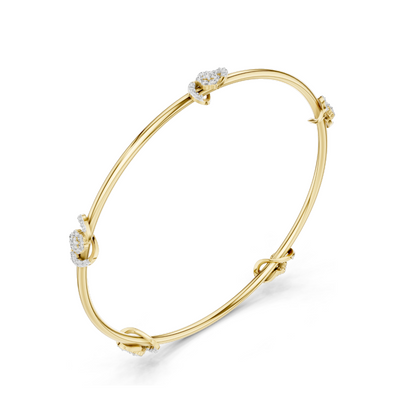 Knot Bangle Bracelet with 0.51 CT Lab-Grown Diamonds | Round Brilliant Cut | 18KT, 14KT, 10KT Gold & 925 Silver | Rose, Yellow, White Gold Options | Luxury Fine Jewelry