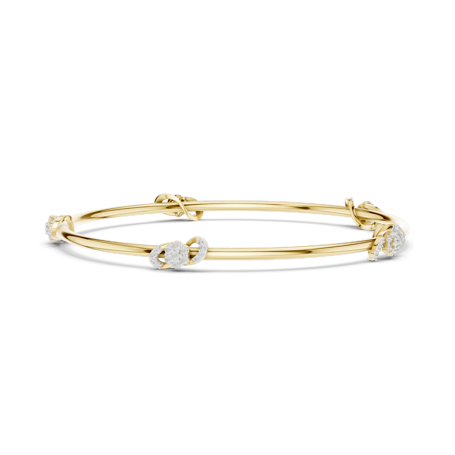 Knot Bangle Bracelet with 0.51 CT Lab-Grown Diamonds | Round Brilliant Cut | 18KT, 14KT, 10KT Gold & 925 Silver | Rose, Yellow, White Gold Options | Luxury Fine Jewelry