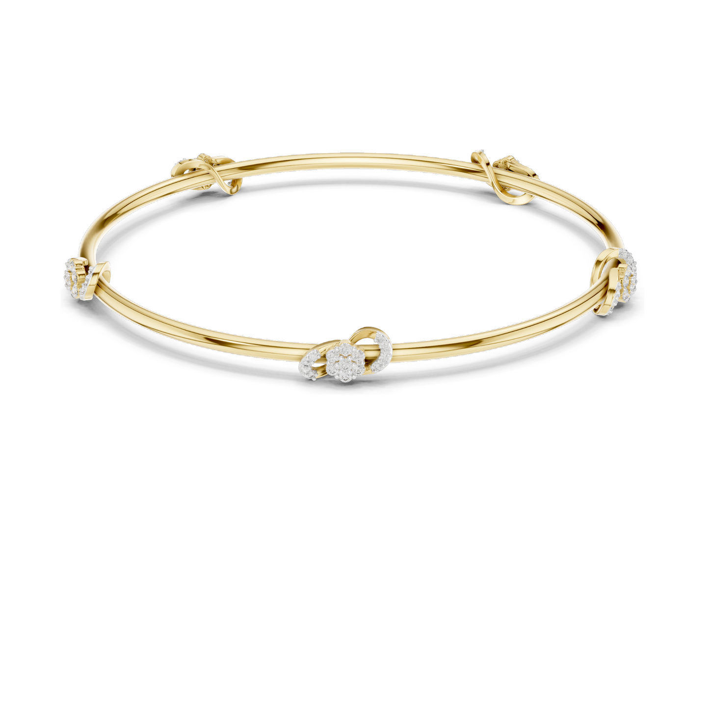 Knot Bangle Bracelet with 0.51 CT Lab-Grown Diamonds | Round Brilliant Cut | 18KT, 14KT, 10KT Gold & 925 Silver | Rose, Yellow, White Gold Options | Luxury Fine Jewelry