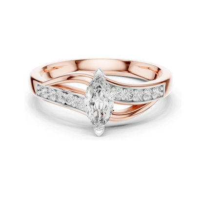 Marquise Cut Lab Diamond Ring for Women | 0.4 CT VVS-VS EF Clarity | 18KT, 14KT, 10KT Gold & 925 Silver | Rose, Yellow, White Gold & Moissanite Options