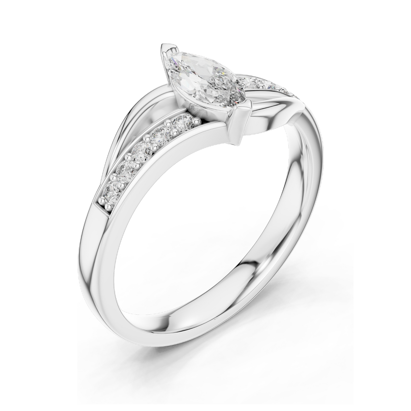 Marquise Cut Lab Diamond Ring for Women | 0.4 CT VVS-VS EF Clarity | 18KT, 14KT, 10KT Gold & 925 Silver | Rose, Yellow, White Gold & Moissanite Options