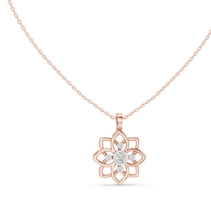 0.45 CT Lab-Created VVS-VS EF CVD Diamond Floral Pendant Necklace | 18KT, 14KT, Rose, Yellow, White Gold Options | Elegant Jewelry for Every Occasion