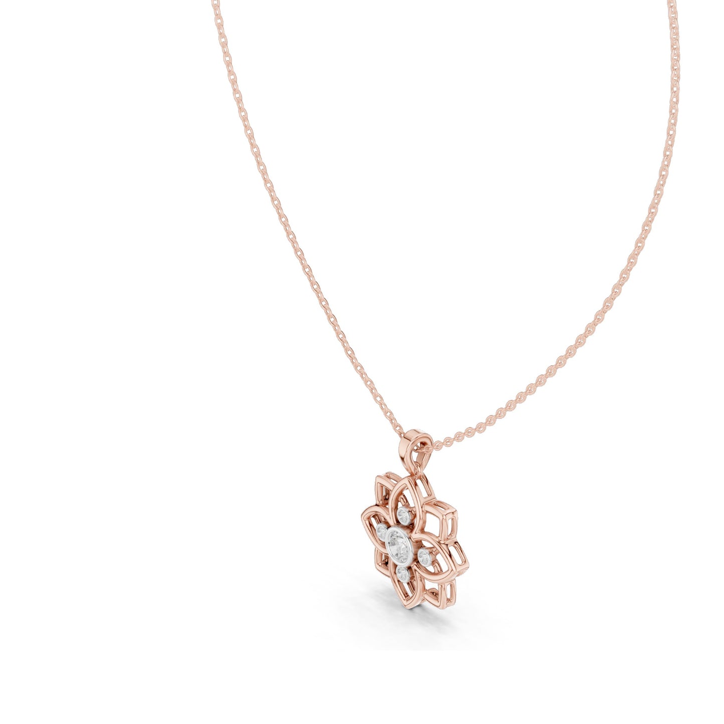 0.45 CT Lab-Created VVS-VS EF CVD Diamond Floral Pendant Necklace | 18KT, 14KT, Rose, Yellow, White Gold Options | Elegant Jewelry for Every Occasion