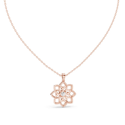 0.45 CT Lab-Created VVS-VS EF CVD Diamond Floral Pendant Necklace | 18KT, 14KT, Rose, Yellow, White Gold Options | Elegant Jewelry for Every Occasion