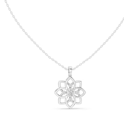 0.45 CT Lab-Created VVS-VS EF CVD Diamond Floral Pendant Necklace | 18KT, 14KT, Rose, Yellow, White Gold Options | Elegant Jewelry for Every Occasion