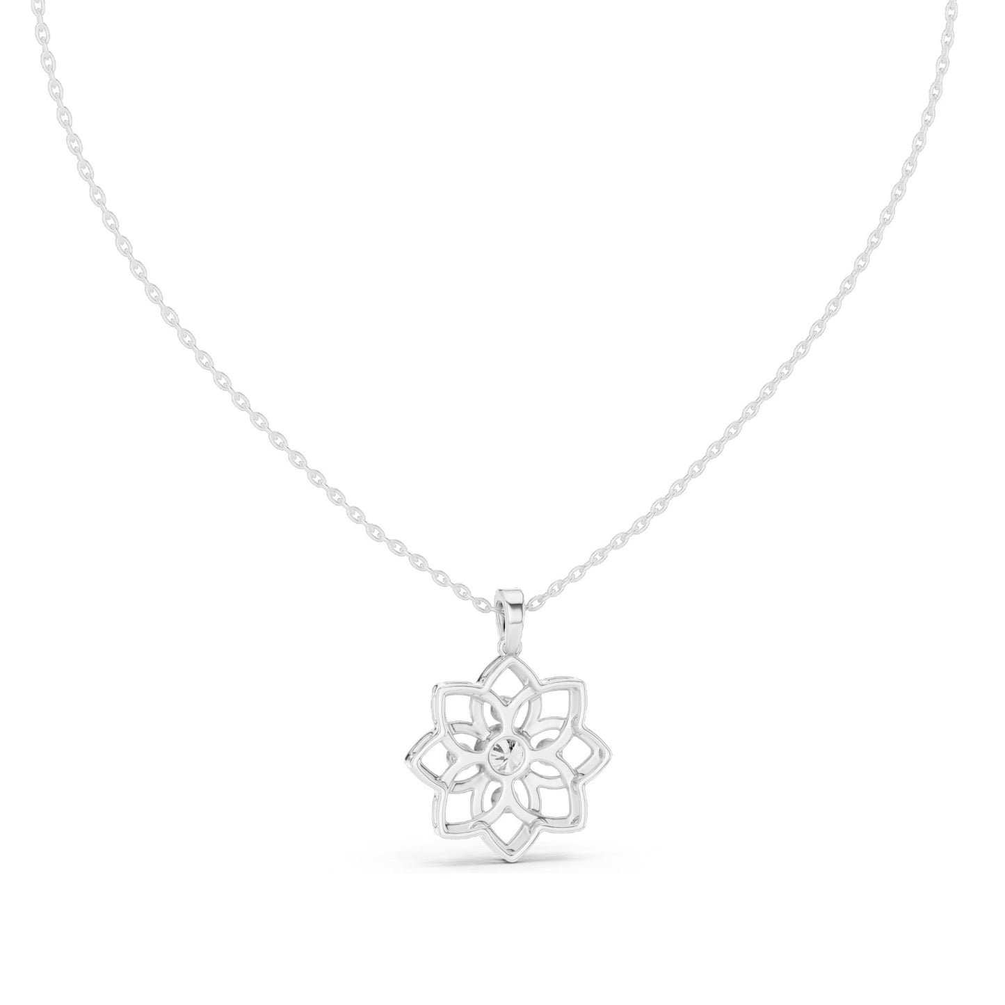 0.45 CT Lab-Created VVS-VS EF CVD Diamond Floral Pendant Necklace | 18KT, 14KT, Rose, Yellow, White Gold Options | Elegant Jewelry for Every Occasion