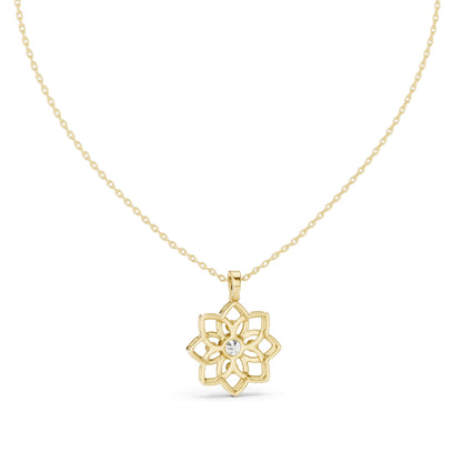 0.45 CT Lab-Created VVS-VS EF CVD Diamond Floral Pendant Necklace | 18KT, 14KT, Rose, Yellow, White Gold Options | Elegant Jewelry for Every Occasion