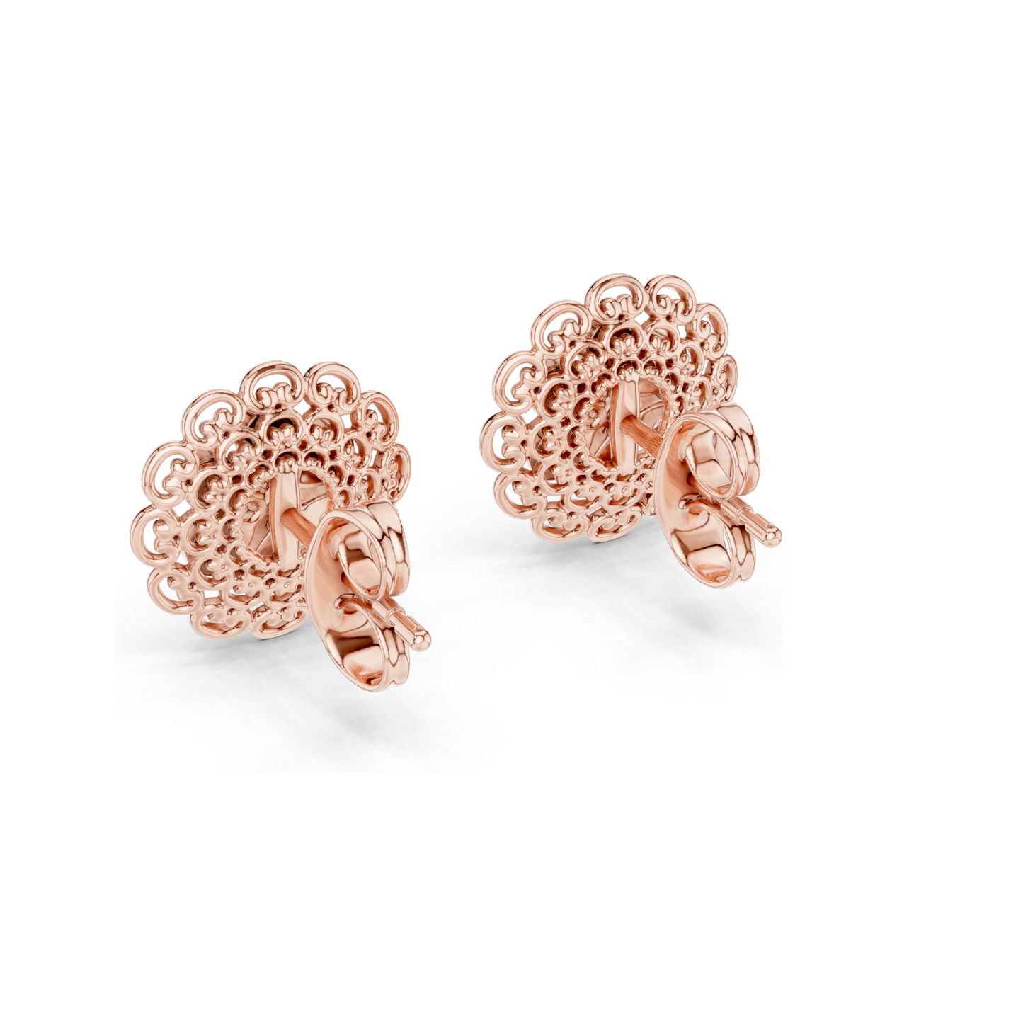 Floral Lab Diamond Stud Earrings – 0.126 CT EF VVS-VS Lab-Grown Diamonds | 18KT, 14KT, 10KT Gold & 925 Silver | Rose, Yellow, White Gold & Moissanite Options