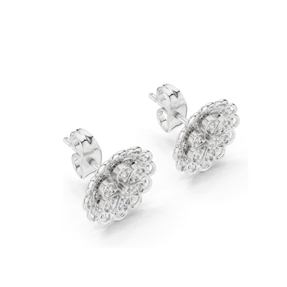 Floral Lab Diamond Stud Earrings – 0.126 CT EF VVS-VS Lab-Grown Diamonds | 18KT, 14KT, 10KT Gold & 925 Silver | Rose, Yellow, White Gold & Moissanite Options