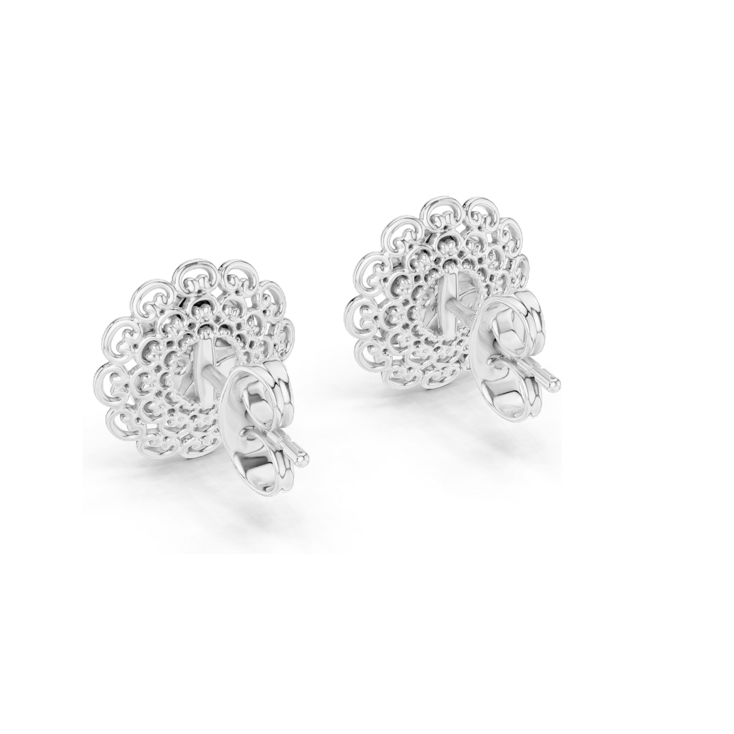 Floral Lab Diamond Stud Earrings – 0.126 CT EF VVS-VS Lab-Grown Diamonds | 18KT, 14KT, 10KT Gold & 925 Silver | Rose, Yellow, White Gold & Moissanite Options