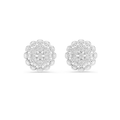 Floral Lab Diamond Stud Earrings – 0.126 CT EF VVS-VS Lab-Grown Diamonds | 18KT, 14KT, 10KT Gold & 925 Silver | Rose, Yellow, White Gold & Moissanite Options
