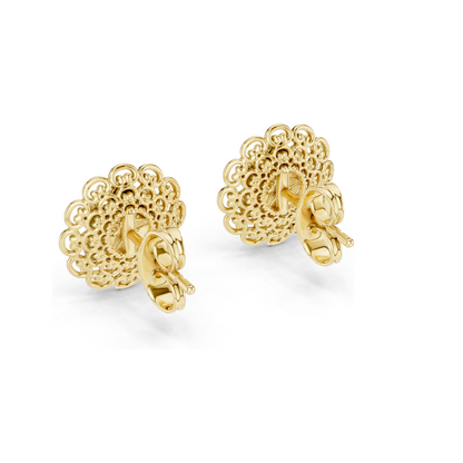 Floral Lab Diamond Stud Earrings – 0.126 CT EF VVS-VS Lab-Grown Diamonds | 18KT, 14KT, 10KT Gold & 925 Silver | Rose, Yellow, White Gold & Moissanite Options