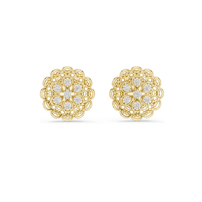 Floral Lab Diamond Stud Earrings – 0.126 CT EF VVS-VS Lab-Grown Diamonds | 18KT, 14KT, 10KT Gold & 925 Silver | Rose, Yellow, White Gold & Moissanite Options