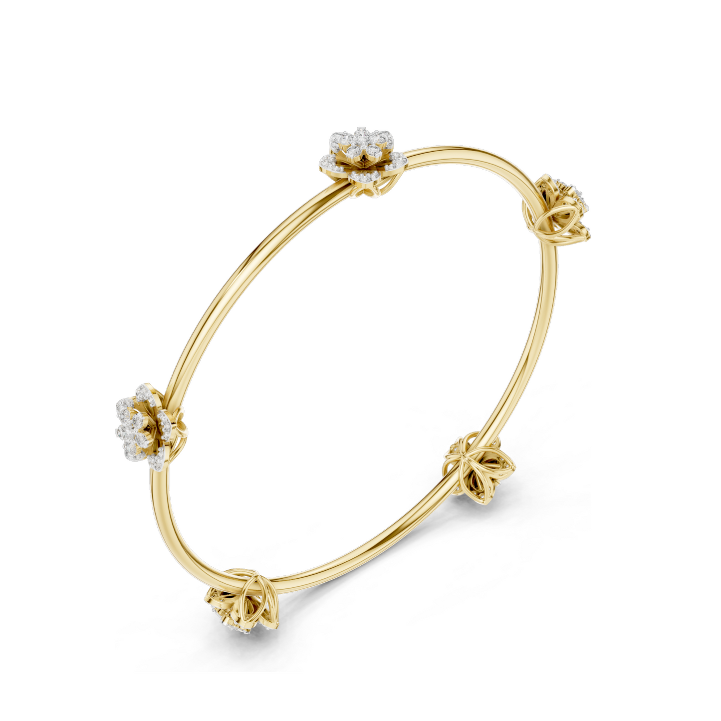 1.04 CT Lab Diamond Flower Bracelet | Brilliant Cut | 18KT, 14KT, 10KT Gold & 925 Silver | Rose, Yellow, White Gold Options | Luxury Fine Jewelry