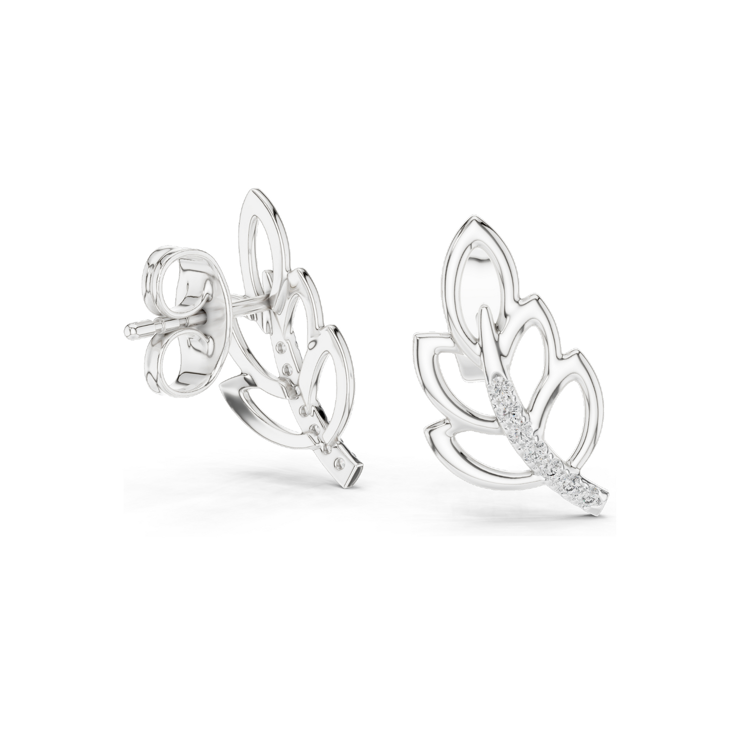 0.07 CT Lab Diamond Leaf Earrings for Women | VVS-VS EF Clarity | 18KT, 14KT, 10KT Gold & 925 Silver | Rose, Yellow, White Gold & Moissanite Options
