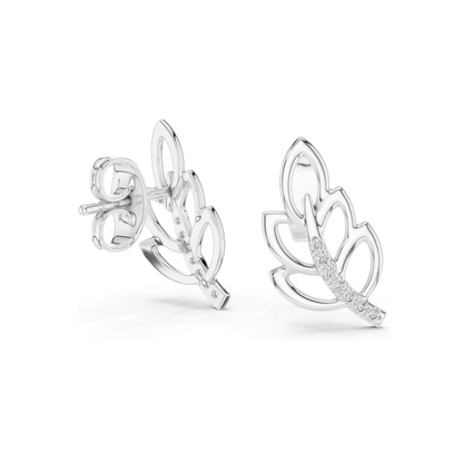 0.07 CT Lab Diamond Leaf Earrings for Women | VVS-VS EF Clarity | 18KT, 14KT, 10KT Gold & 925 Silver | Rose, Yellow, White Gold & Moissanite Options
