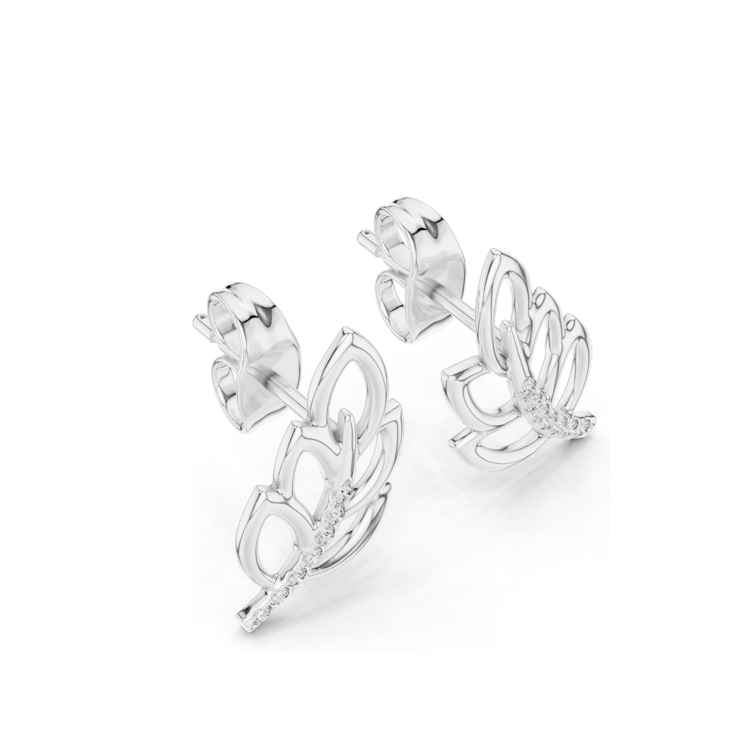 0.07 CT Lab Diamond Leaf Earrings for Women | VVS-VS EF Clarity | 18KT, 14KT, 10KT Gold & 925 Silver | Rose, Yellow, White Gold & Moissanite Options