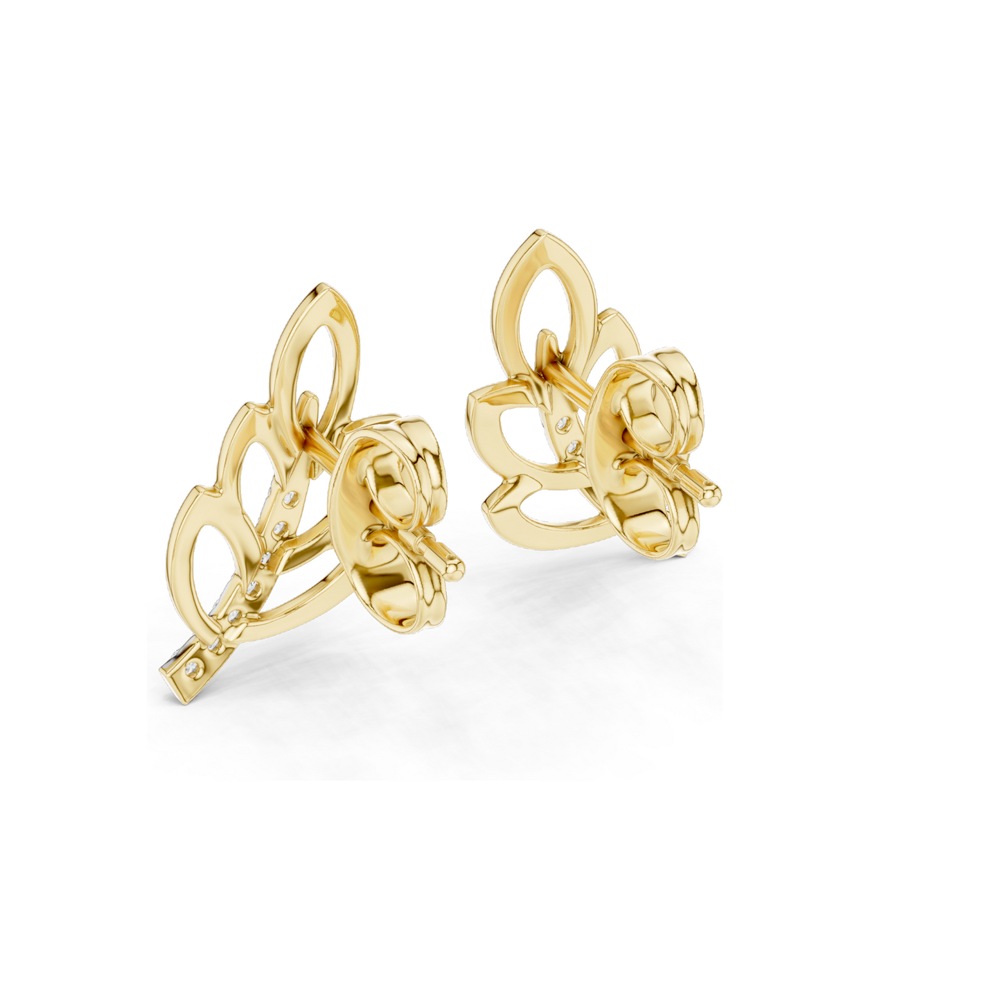 0.07 CT Lab Diamond Leaf Earrings for Women | VVS-VS EF Clarity | 18KT, 14KT, 10KT Gold & 925 Silver | Rose, Yellow, White Gold & Moissanite Options