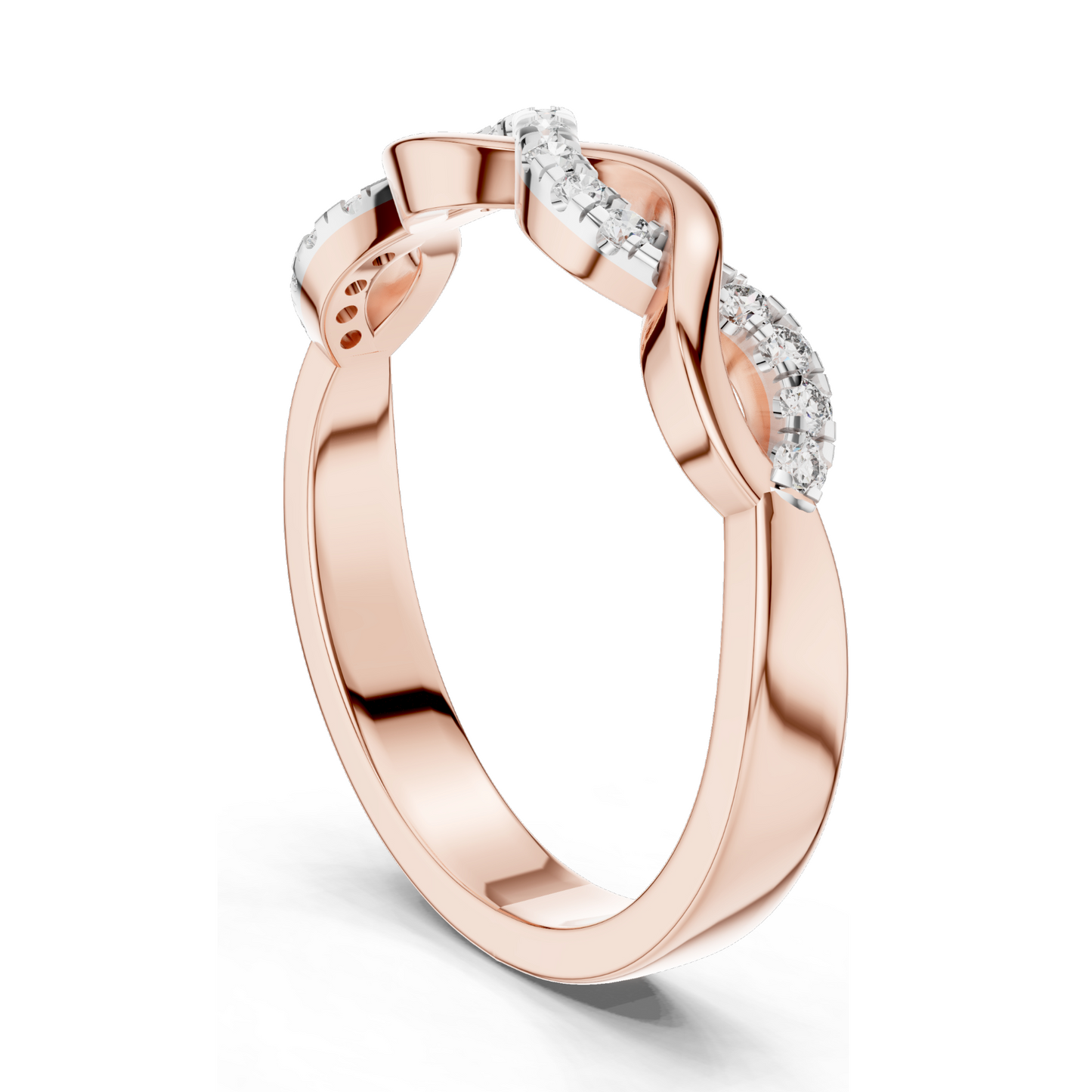 0.128 CT Lab-Grown Diamond Twist Ring for Women | 18KT, 14KT, 10KT Gold & 925 Silver | Yellow, Rose, White Gold | VVS-VS EF CVD Diamonds & Moissanite Options