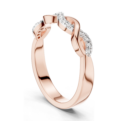 0.128 CT Lab-Grown Diamond Twist Ring for Women | 18KT, 14KT, 10KT Gold & 925 Silver | Yellow, Rose, White Gold | VVS-VS EF CVD Diamonds & Moissanite Options