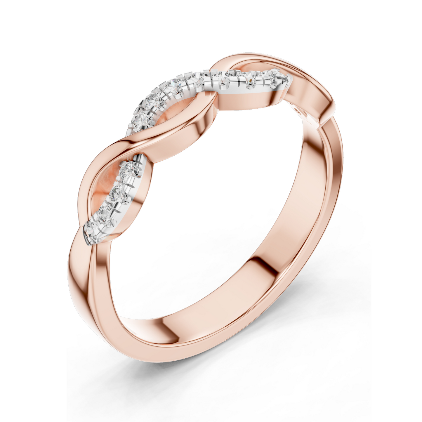 0.128 CT Lab-Grown Diamond Twist Ring for Women | 18KT, 14KT, 10KT Gold & 925 Silver | Yellow, Rose, White Gold | VVS-VS EF CVD Diamonds & Moissanite Options