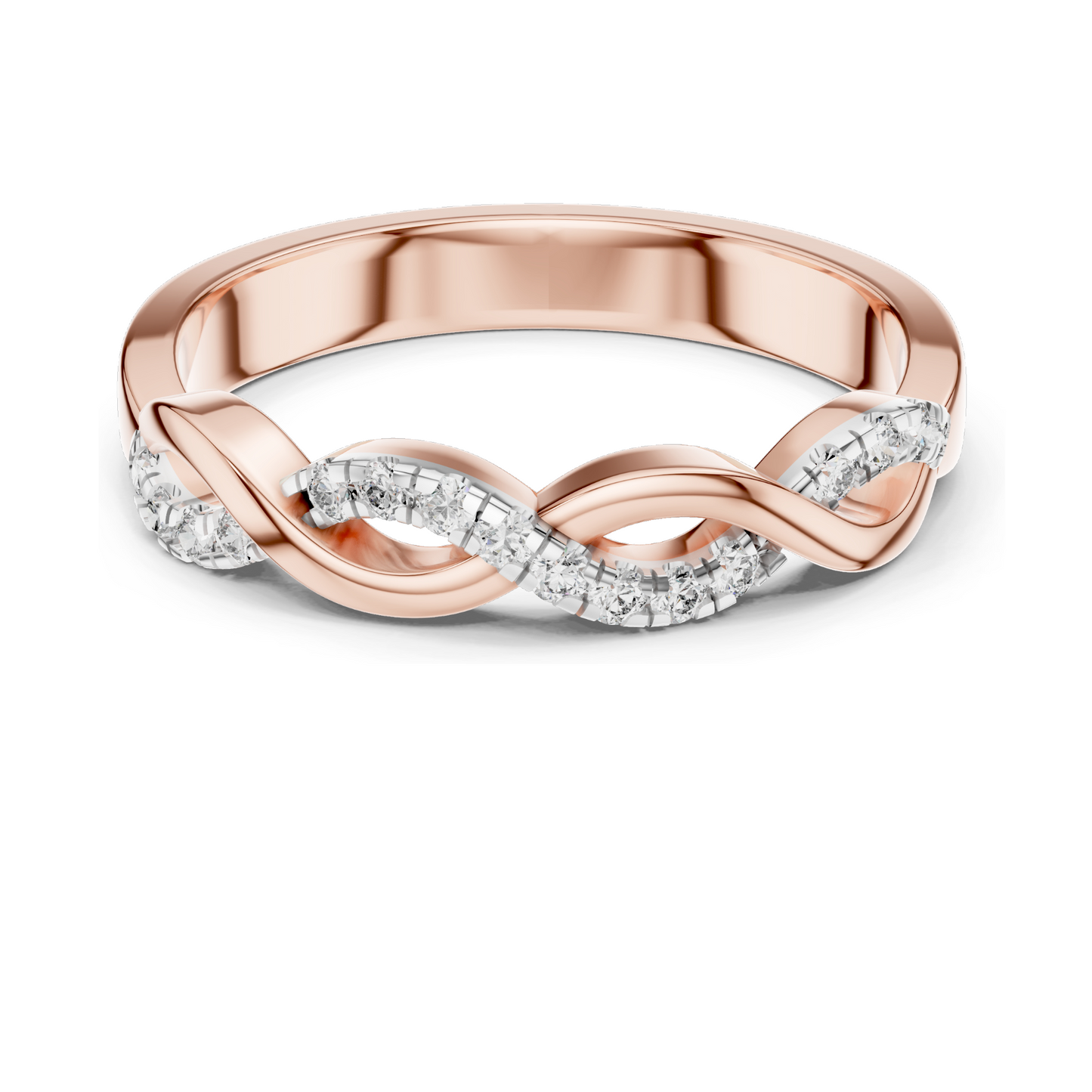 0.128 CT Lab-Grown Diamond Twist Ring for Women | 18KT, 14KT, 10KT Gold & 925 Silver | Yellow, Rose, White Gold | VVS-VS EF CVD Diamonds & Moissanite Options