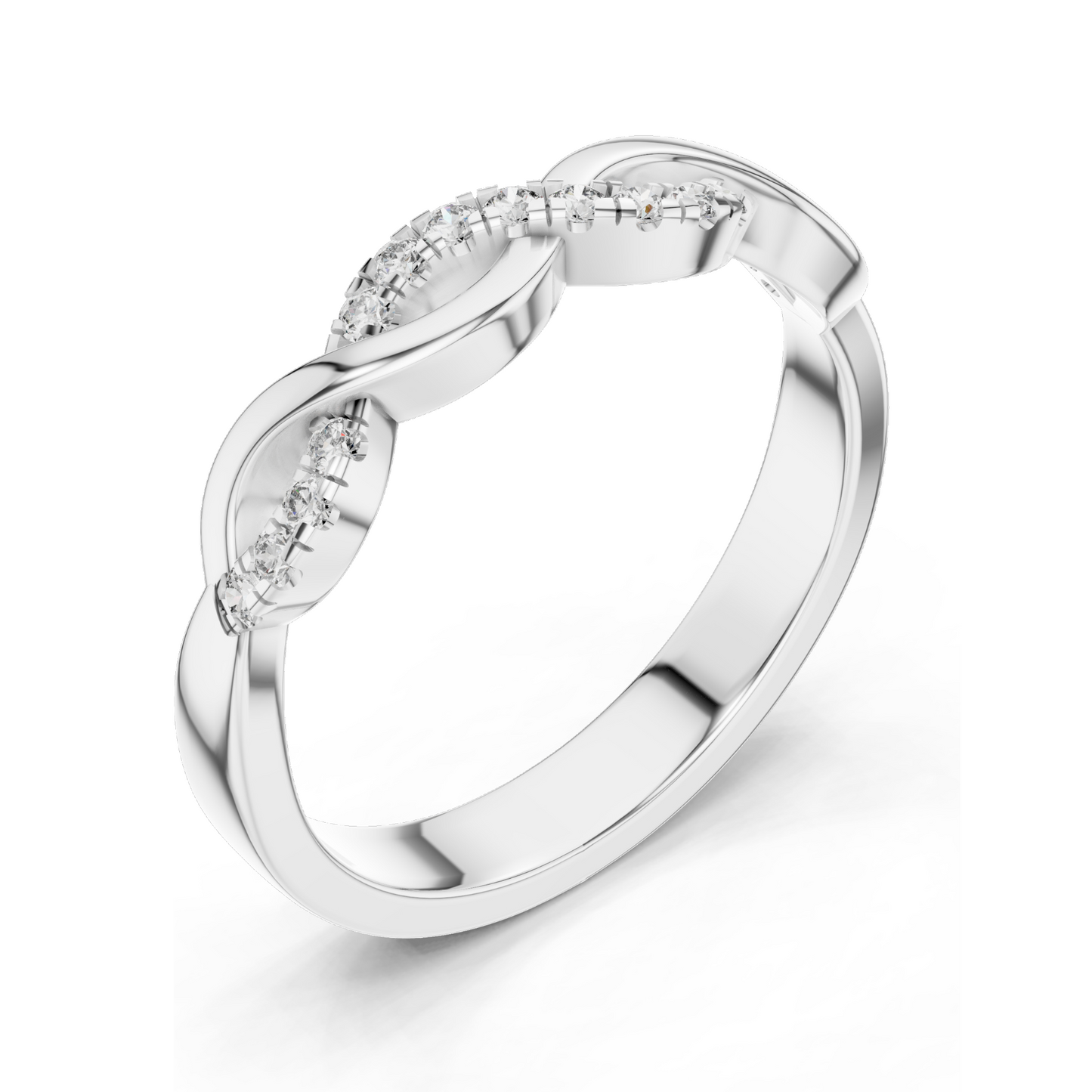 0.128 CT Lab-Grown Diamond Twist Ring for Women | 18KT, 14KT, 10KT Gold & 925 Silver | Yellow, Rose, White Gold | VVS-VS EF CVD Diamonds & Moissanite Options