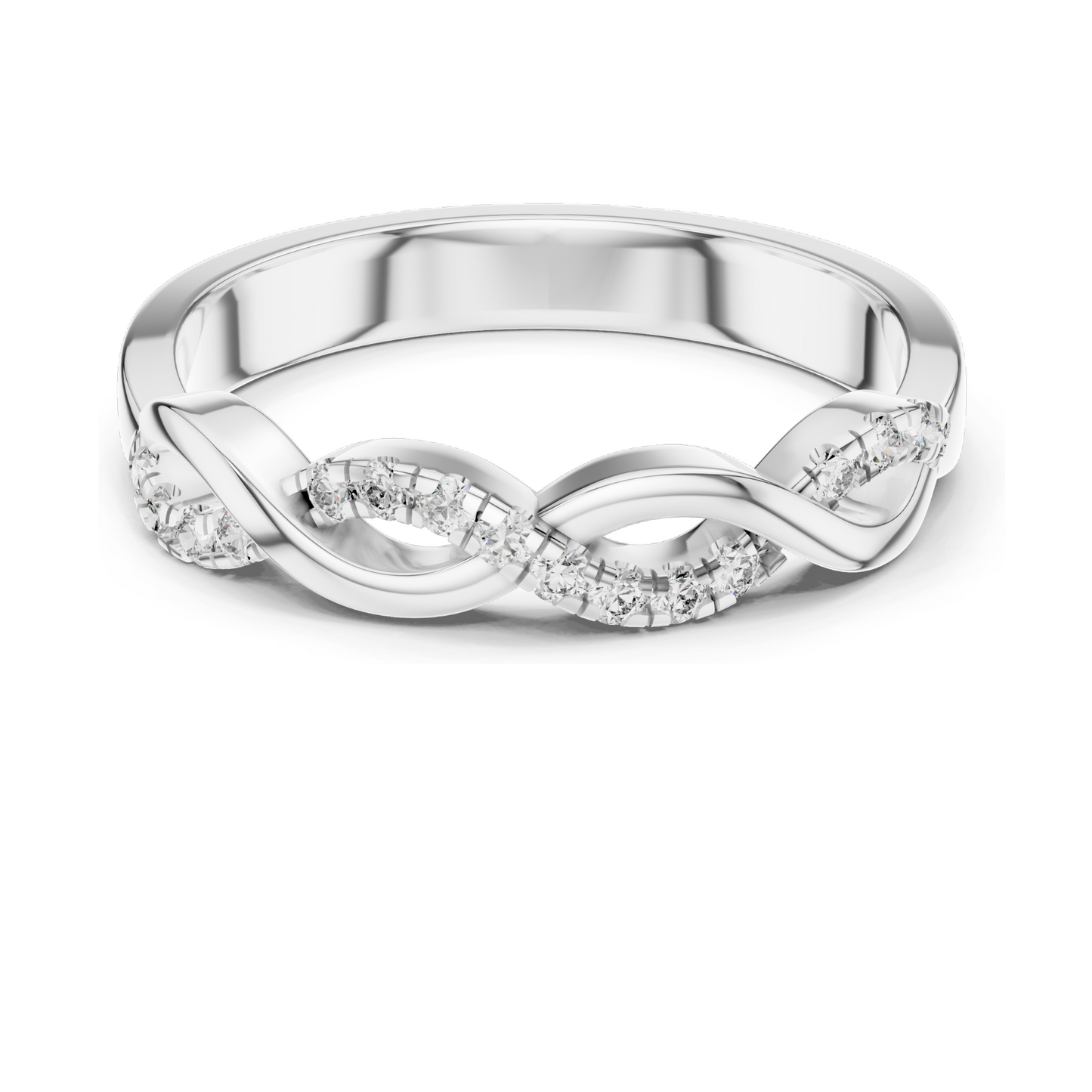 0.128 CT Lab-Grown Diamond Twist Ring for Women | 18KT, 14KT, 10KT Gold & 925 Silver | Yellow, Rose, White Gold | VVS-VS EF CVD Diamonds & Moissanite Options