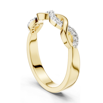 0.128 CT Lab-Grown Diamond Twist Ring for Women | 18KT, 14KT, 10KT Gold & 925 Silver | Yellow, Rose, White Gold | VVS-VS EF CVD Diamonds & Moissanite Options