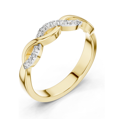 0.128 CT Lab-Grown Diamond Twist Ring for Women | 18KT, 14KT, 10KT Gold & 925 Silver | Yellow, Rose, White Gold | VVS-VS EF CVD Diamonds & Moissanite Options