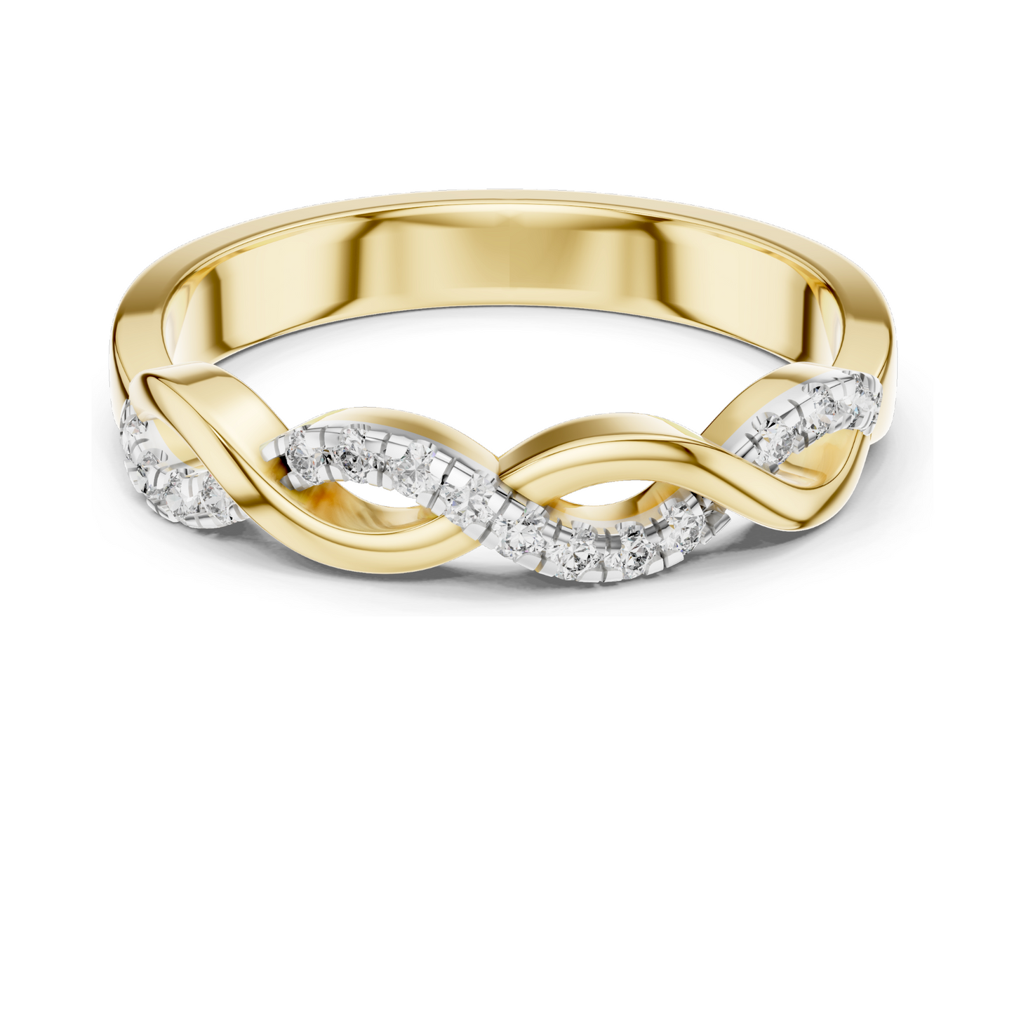 0.128 CT Lab-Grown Diamond Twist Ring for Women | 18KT, 14KT, 10KT Gold & 925 Silver | Yellow, Rose, White Gold | VVS-VS EF CVD Diamonds & Moissanite Options