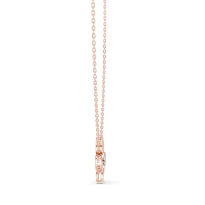 0.16 CT Lab-Grown VVS-VS EF Diamond Floral Necklace | Round Brilliant Pavé | 18KT, 14KT Gold | Yellow, Rose, White Gold | Elegant Flower Pendant Jewelry