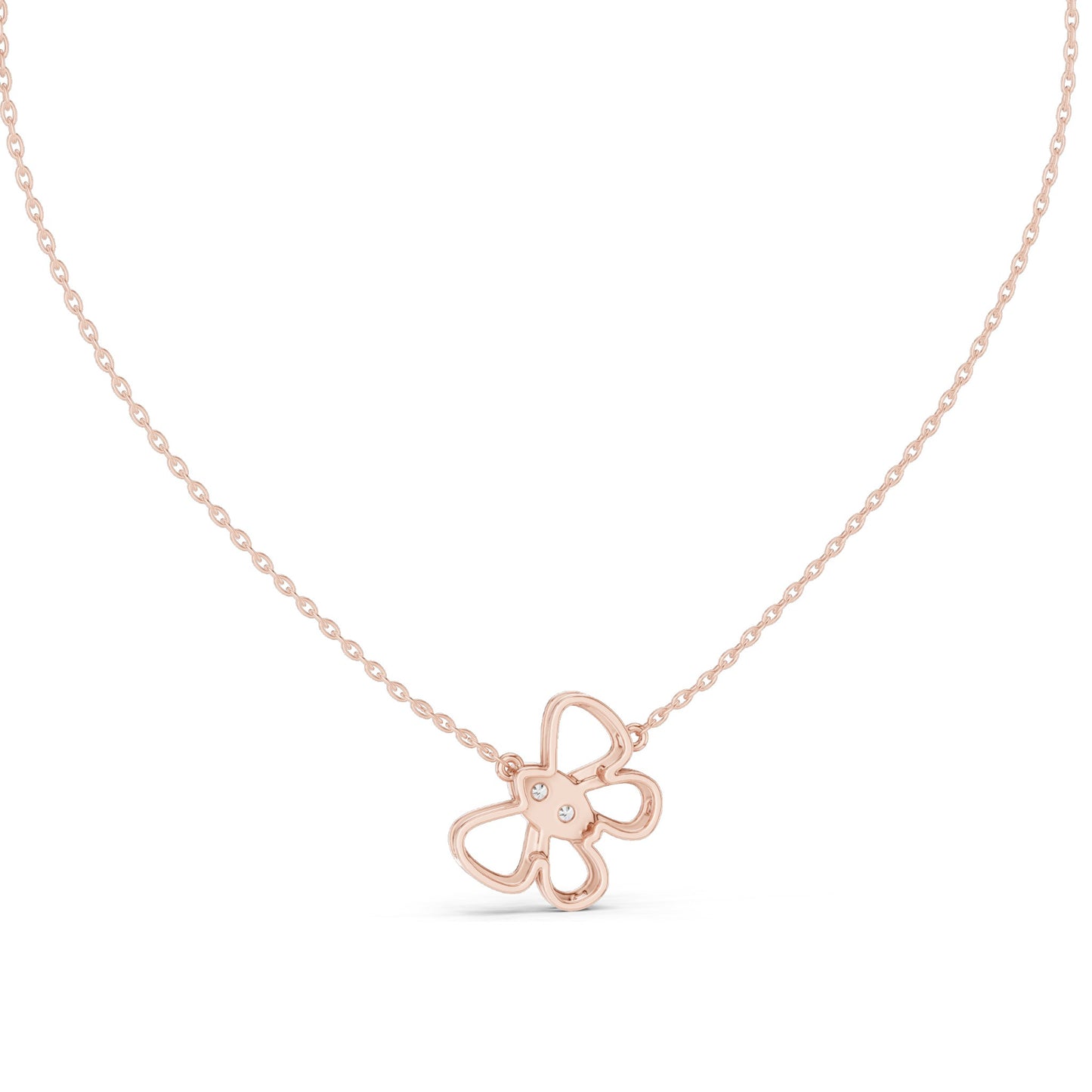 0.16 CT Lab-Grown VVS-VS EF Diamond Floral Necklace | Round Brilliant Pavé | 18KT, 14KT Gold | Yellow, Rose, White Gold | Elegant Flower Pendant Jewelry