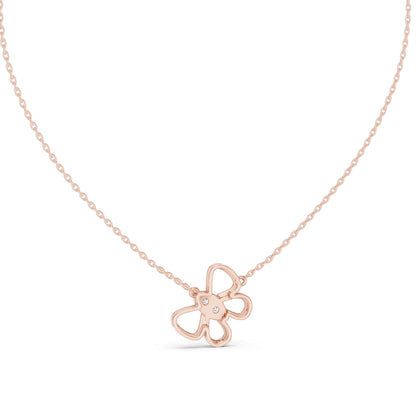 0.16 CT Lab-Grown VVS-VS EF Diamond Floral Necklace | Round Brilliant Pavé | 18KT, 14KT Gold | Yellow, Rose, White Gold | Elegant Flower Pendant Jewelry