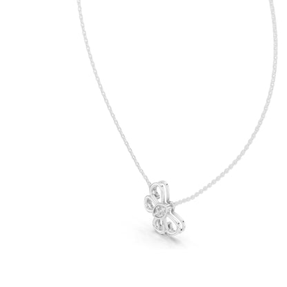 0.16 CT Lab-Grown VVS-VS EF Diamond Floral Necklace | Round Brilliant Pavé | 18KT, 14KT Gold | Yellow, Rose, White Gold | Elegant Flower Pendant Jewelry