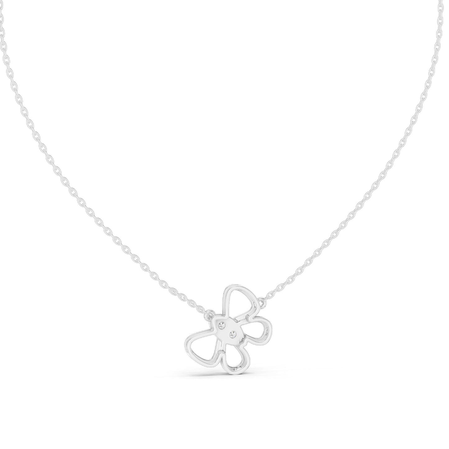 0.16 CT Lab-Grown VVS-VS EF Diamond Floral Necklace | Round Brilliant Pavé | 18KT, 14KT Gold | Yellow, Rose, White Gold | Elegant Flower Pendant Jewelry
