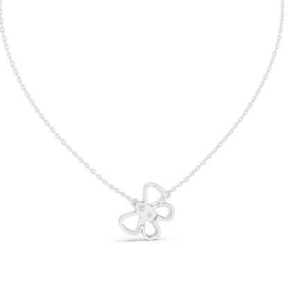 0.16 CT Lab-Grown VVS-VS EF Diamond Floral Necklace | Round Brilliant Pavé | 18KT, 14KT Gold | Yellow, Rose, White Gold | Elegant Flower Pendant Jewelry