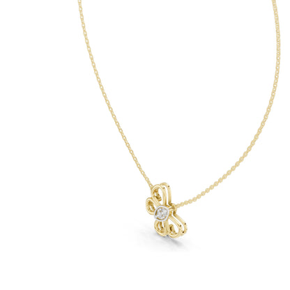 0.16 CT Lab-Grown VVS-VS EF Diamond Floral Necklace | Round Brilliant Pavé | 18KT, 14KT Gold | Yellow, Rose, White Gold | Elegant Flower Pendant Jewelry