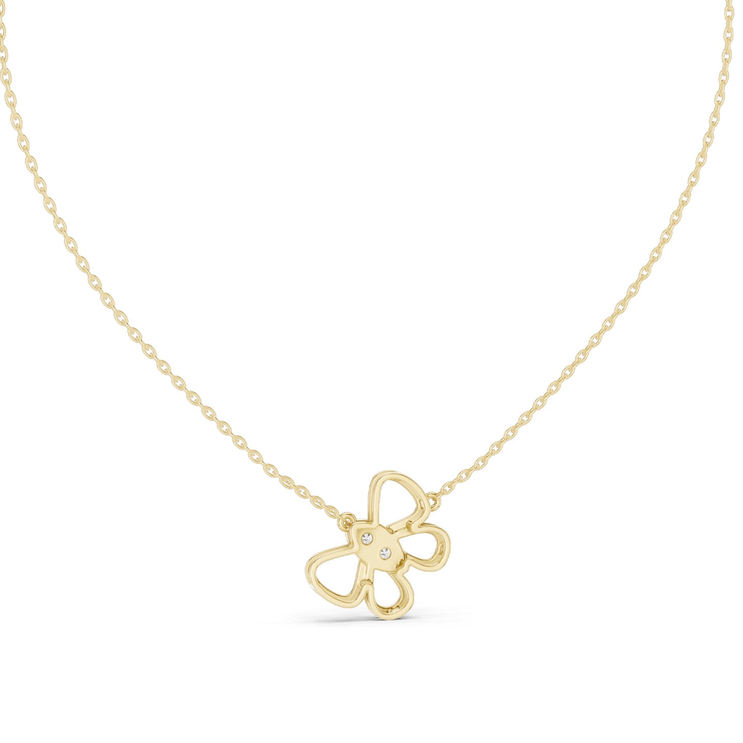 0.16 CT Lab-Grown VVS-VS EF Diamond Floral Necklace | Round Brilliant Pavé | 18KT, 14KT Gold | Yellow, Rose, White Gold | Elegant Flower Pendant Jewelry
