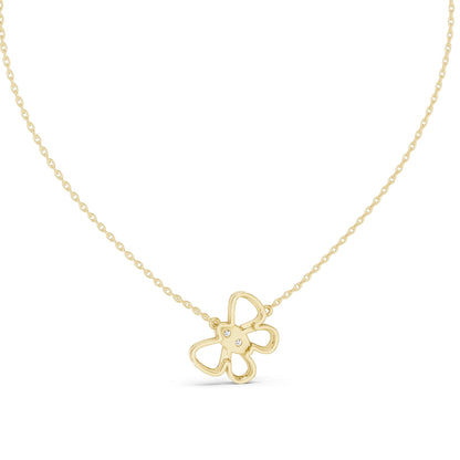0.16 CT Lab-Grown VVS-VS EF Diamond Floral Necklace | Round Brilliant Pavé | 18KT, 14KT Gold | Yellow, Rose, White Gold | Elegant Flower Pendant Jewelry
