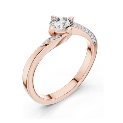0.59 CT Lab VVS-VS-EF CVD Diamond Ladies Ring | 18KT, 14KT, 10KT Gold & 925 Silver | Rose, Yellow, White Gold & Moissanite Options