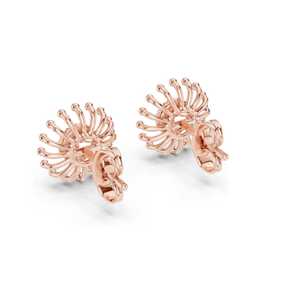 Sunburst Lab Diamond Earrings with Moissanite | 0.04 CT VVS-VS EF Diamonds | Available in 18KT, 14KT, 10KT Gold & 925 Silver | Rose, Yellow, White Gold