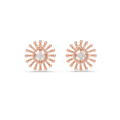 Sunburst Lab Diamond Earrings with Moissanite | 0.04 CT VVS-VS EF Diamonds | Available in 18KT, 14KT, 10KT Gold & 925 Silver | Rose, Yellow, White Gold