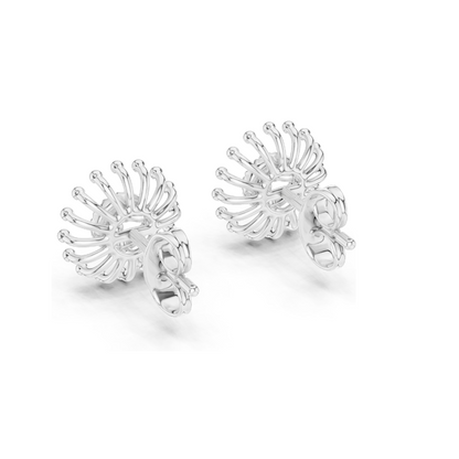 Sunburst Lab Diamond Earrings with Moissanite | 0.04 CT VVS-VS EF Diamonds | Available in 18KT, 14KT, 10KT Gold & 925 Silver | Rose, Yellow, White Gold
