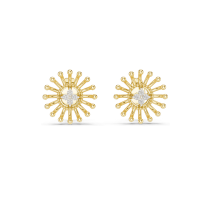 Sunburst Lab Diamond Earrings with Moissanite | 0.04 CT VVS-VS EF Diamonds | Available in 18KT, 14KT, 10KT Gold & 925 Silver | Rose, Yellow, White Gold