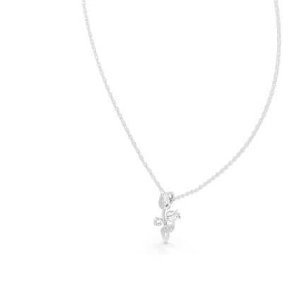 0.079 CT Lab-Grown VVS-VS EF Diamond Tulip Flower Necklace | Round Brilliant Cut | 18KT, 14KT Gold | Rose, Yellow, White Gold | Elegant Floral Fine Jewelry